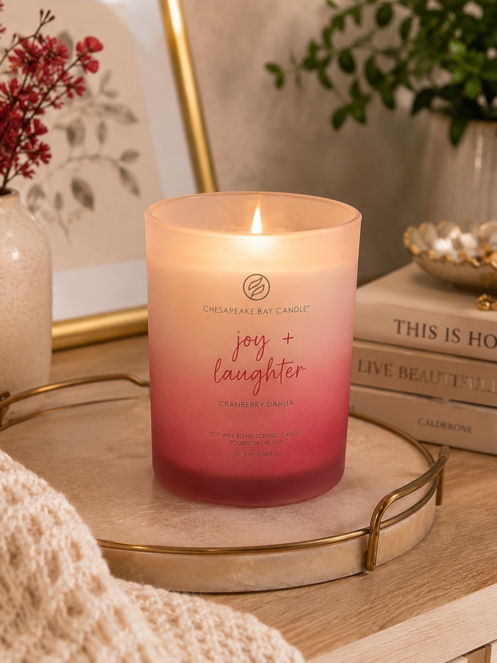 Chesapeake Bay Candle Joy + Laughter | Cranberry Dahlia Scented Candle | New